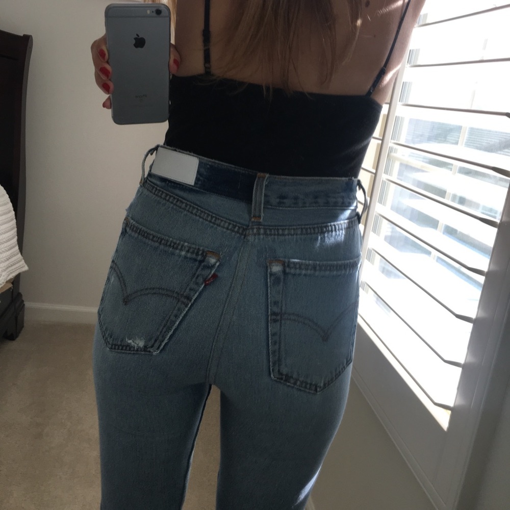 Re/Done High Rise Ankle Crop size 24 25 light wash - Picture 6 of 8